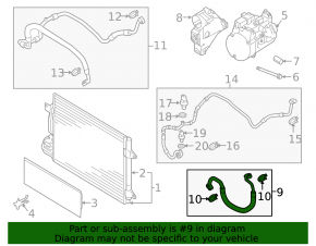 Air conditioner tube condenser-compressor VW Jetta 13-16 USA 1.4T hybrid