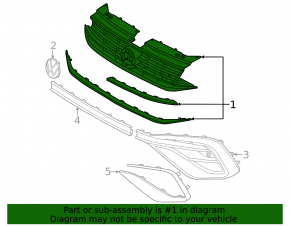 VW Tiguan 22-24 radiator grille without emblem, under radar