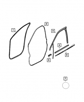 Seal glass door front left inner Jeep Compass 17-