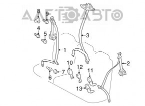 Seat belt 3 row rear right Toyota Sienna 11-14 beige
