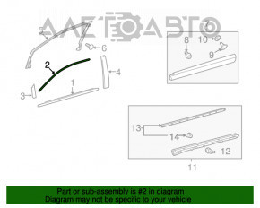 Upper door molding front right Lexus RX350 RX450h 10-15