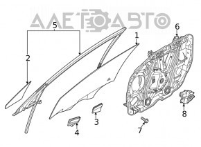 Glass seal front left Hyundai Sonata 20-22