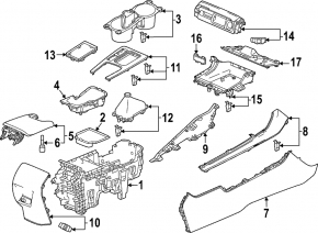 Honda Civic XI FE/FL 22-26 black center console trim, right side