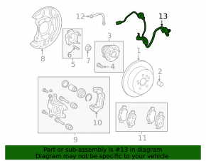 Rear right ABS sensor wire for Toyota Sienna 11-20 FWD
