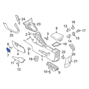 Left center console cover for Ford Focus mk3 15-18 restyling, gray