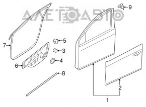 Door bare front left Nissan Sentra 13-19 graphite KAD small crease near wing