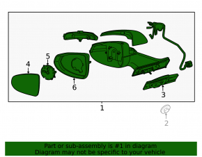 Side mirror right Chevrolet Volt 11-15 7 pins, turn signal, graphite