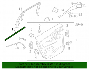 Glass seal inner rear right Volvo XC90 16-22