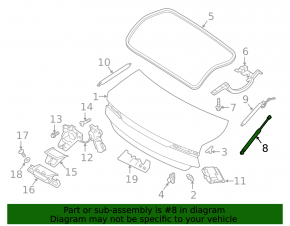 Left trunk lid shock absorber Volvo S90 17-25