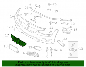 Lower front bumper grille BMW 4 F32/33/36 14-20 without radar, M Pack