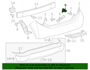 Right rear bumper mount under the light for Toyota Prius C 12-19
