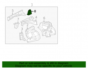 Left rear fender apron bracket for Lexus CT200h 11-17