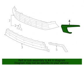 Front bumper molding chrome upper left Mitsubishi Outlander Sport ASX 16-19 rest