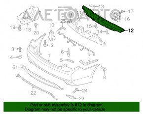 Rear bumper reinforcement Hyundai Sonata 11-15 usa broken mount