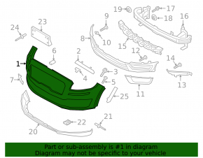Bare front bumper Lincoln Nautilus 19-21 for parking sensors and towing hook