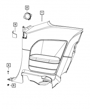 Rear row trim right Dodge Challenger 15-19 black, scratches