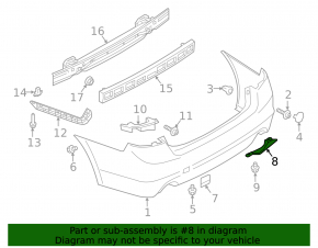 Rear bumper plug for exhaust rear right Subaru Legacy 18-19 rest