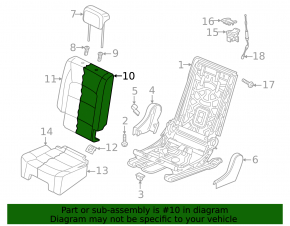 Right rear seat backrest, 2nd row, VW Tiguan 18-21, black leather, perforated