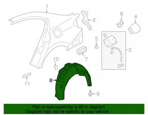 Rear left fender liner Honda Accord 16-17 rest