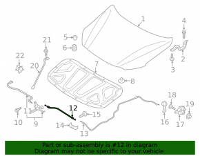 Hood Lock Release Cable Front Hyundai Elantra AD 17-18