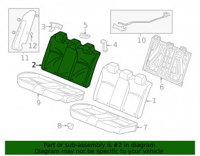 Honda Civic XI FE/FL Sport 22-24 2nd row rear seat back trim, combined black and gray