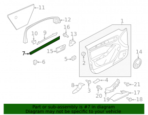 Glass seal front right inner Audi Q5 8R 09-17