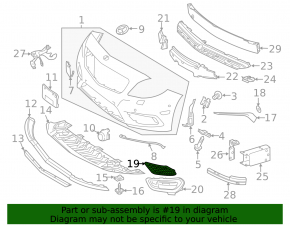 Left front bumper grille for Mercedes CLA 17-19 without fog lights, AMG