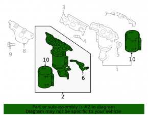 Exhaust manifold with catalytic converter left Lincoln MKZ 13-16 3.7