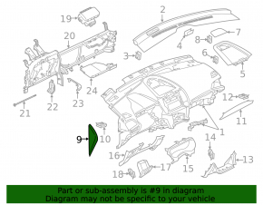 Front panel trim side left Ford Edge 15- black