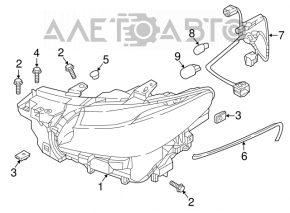 Front right headlight housing bare Mazda CX-9 16-