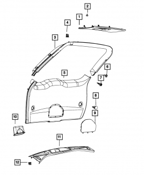 Ceiling trim rear Dodge Durango 11-17 black