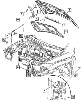 Support bonnet stop Jeep Compass 11-16