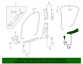 Rear left door sill plate for Lexus LS460 LS600h 07-17 black