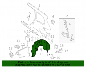 Rear left mudguard Nissan Pathfinder 13-20