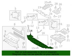 Ford Escape MK3 17-19 front bumper guard, broken
