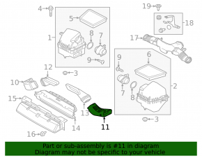 Air duct for the air filter housing of the Land Rover Range Rover Velar 18-20 2.0T, 3.0T, 5.0T