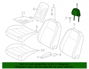 Front left headrest for Volkswagen ID.4 21-22, gray fabric