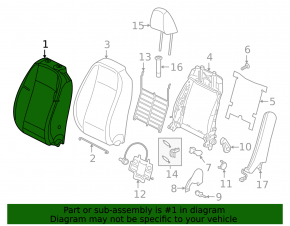Passenger seat VW Jetta 19-21 without airbag, manual, black cloth, for cleaning