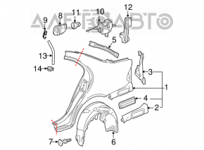 Mercedes W211 black rear right quarter wing