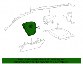 Black steering wheel airbag for the driver's side of the Toyota Rav4 16-18