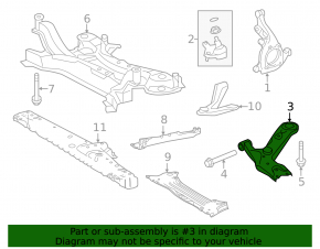 The lower front right control arm of a Toyota Rav4 13-18 is rusty and has microcracks.