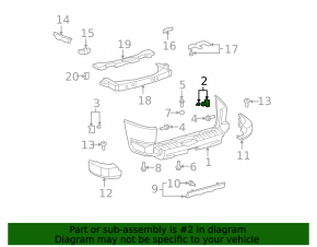 Rear bumper mount, outer right, Toyota FJ Cruiser 2007-2014