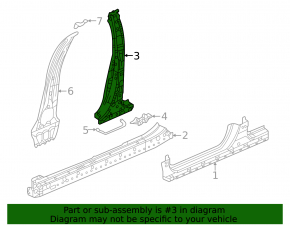 Left center pillar for Honda Civic XI FE/FL 22-24