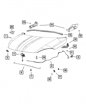 Right bonnet hinge Fiat 500X 16-22