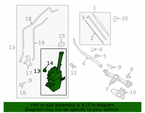 Kia Sorento 16-20 washer reservoir without cap and sensor