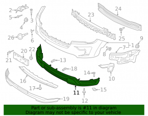Front bumper lower part Ford Explorer 18-19 rest without molding