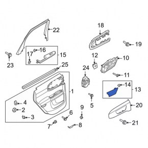 Door handle plug inner front left Ford Escape MK4 20-26 black