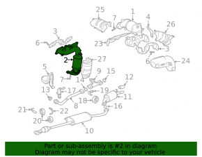 Front exhaust manifold with catalytic converter Toyota Sienna 07-10 3.5