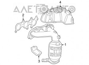 Front exhaust manifold with catalytic converter Toyota Sienna 07-10 3.5