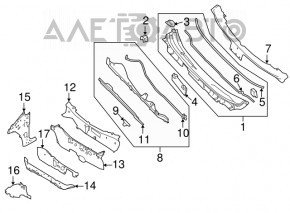 Windscreen wiper grille plastic Nissan Rogue 14-20